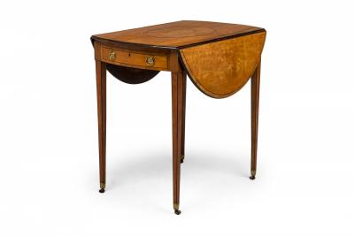 English George III Drop Leaf Oval Inlaid Pembroke Table