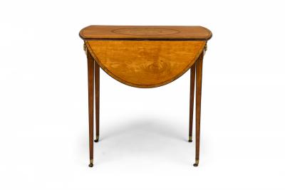 English George III Drop Leaf Oval Inlaid Pembroke Table