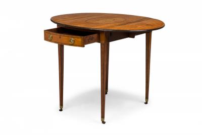 English George III Drop Leaf Oval Inlaid Pembroke Table