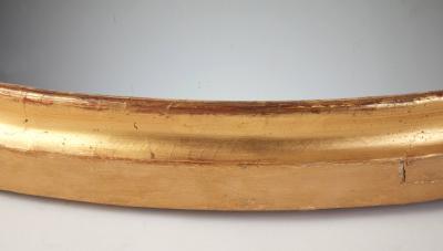 English George III Giltwood and Ebonized Frame Convex Mirror circa 1800