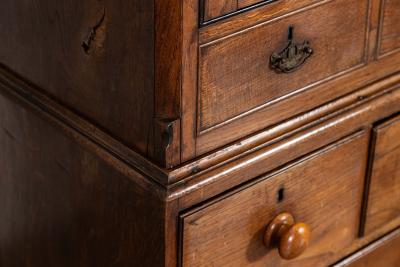 English George III Inlaid Oak Livery Cupboard