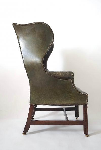 English George III Leather Wingback Armchair circa 1780
