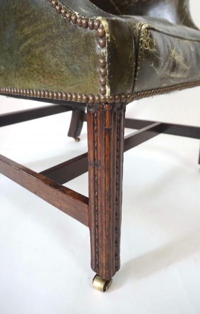English George III Leather Wingback Armchair circa 1780