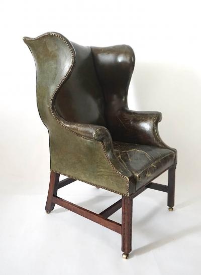 English George III Leather Wingback Armchair circa 1780