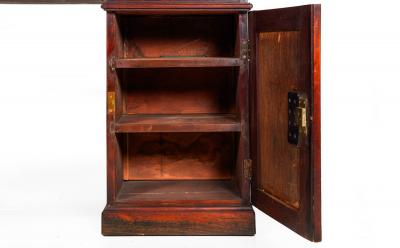 English George III Mahogany Leather Pedestal Rent Writing Desk ca 1800