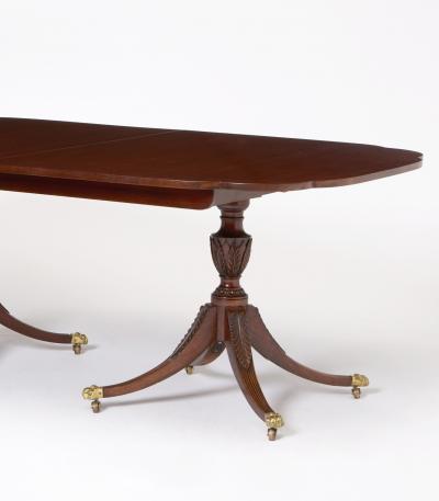 English George III Style Mahogany Double Pedestal Extending Dining Table