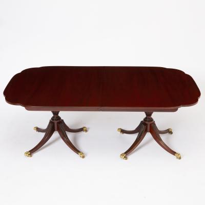 English George III Style Mahogany Double Pedestal Extending Dining Table
