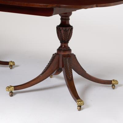 English George III Style Mahogany Double Pedestal Extending Dining Table