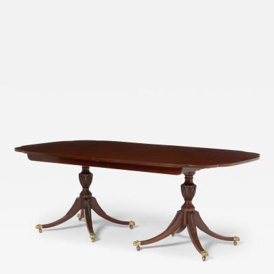 English George III Style Mahogany Double Pedestal Extending Dining Table