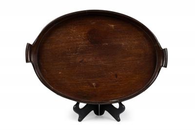 English George III Style Mahogany and Brass Banded 2 Handled Butlers Tray