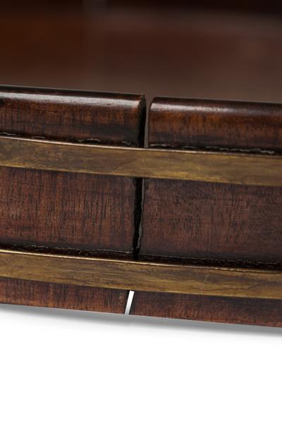English George III Style Mahogany and Brass Banded 2 Handled Butlers Tray