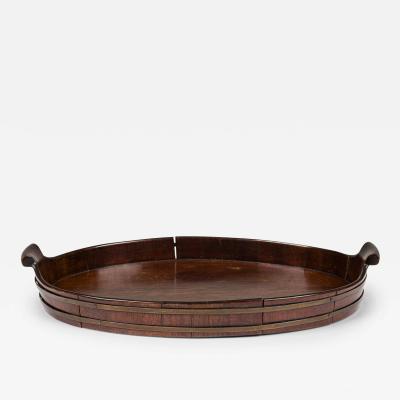 English George III Style Mahogany and Brass Banded 2 Handled Butlers Tray
