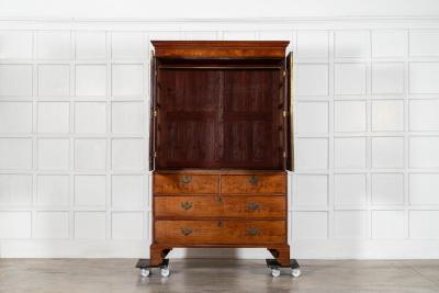 English George III Walnut Linen Press