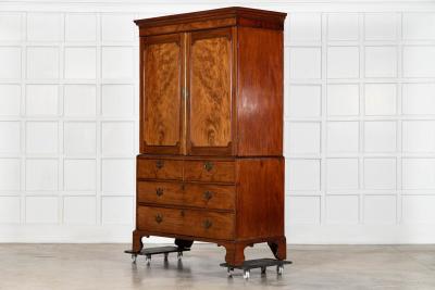 English George III Walnut Linen Press