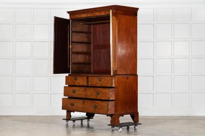 English George III Walnut Linen Press