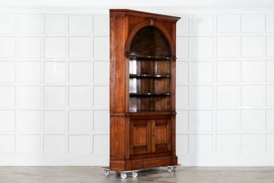 English Georgian Barrel Back Pine Corner Cabinet