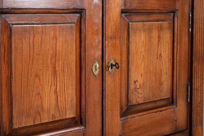 English Georgian Barrel Back Pine Corner Cabinet