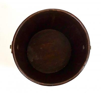 English Georgian Brass Bound Mahogany Coal or Kindling Bucket circa 1760
