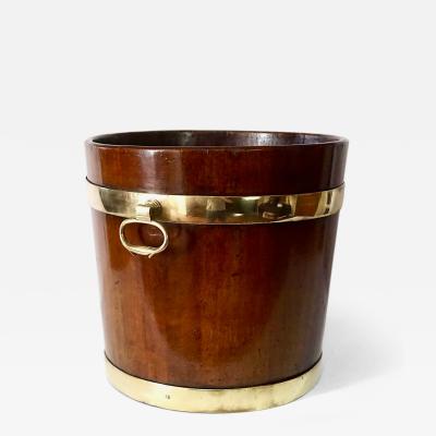 English Georgian Brass Bound Mahogany Coal or Kindling Bucket circa 1760