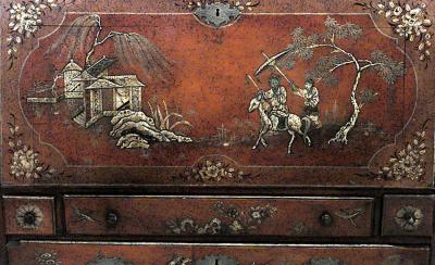 English Georgian Chinoiserie Secretary Cabinet
