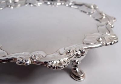 English Georgian Classical Sterling Silver Shell Scroll Salver 1772