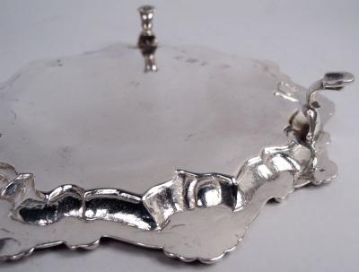 English Georgian Classical Sterling Silver Shell Scroll Salver 1772