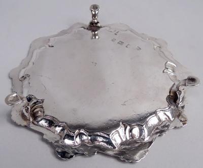 English Georgian Classical Sterling Silver Shell Scroll Salver 1772