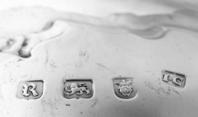 English Georgian Classical Sterling Silver Shell Scroll Salver 1772