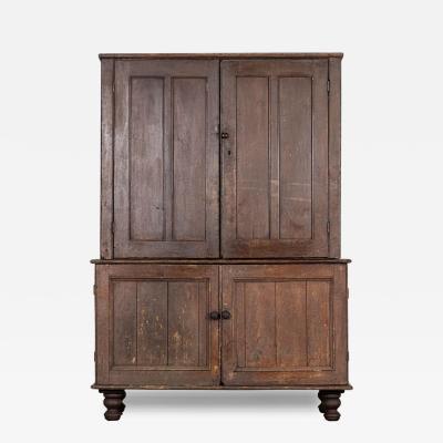 English Georgian Country Scrumble Grained Pine Housekeepers Cupboard