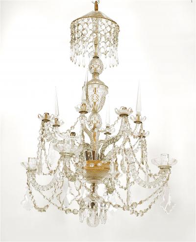 English Georgian Crystal and Brass Chandelier