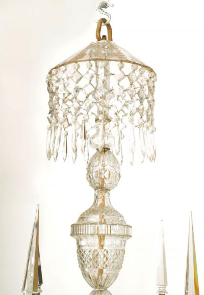 English Georgian Crystal and Brass Chandelier