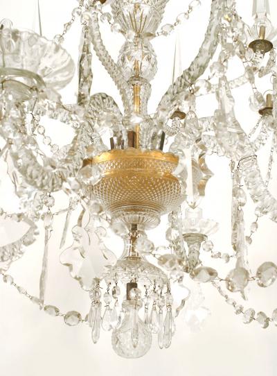 English Georgian Crystal and Brass Chandelier