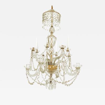 English Georgian Crystal and Brass Chandelier