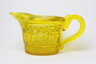 English Georgian Cut Glass Canary Color Pitcher 1820 England Ireland