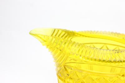 English Georgian Cut Glass Canary Color Pitcher 1820 England Ireland