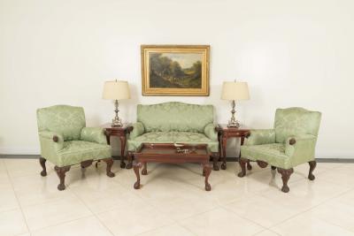 English Georgian Green 3 Piece Living Room Set