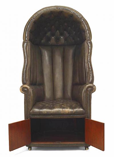 English Georgian Green Leather Arm Chair