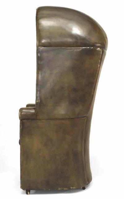 English Georgian Green Leather Arm Chair