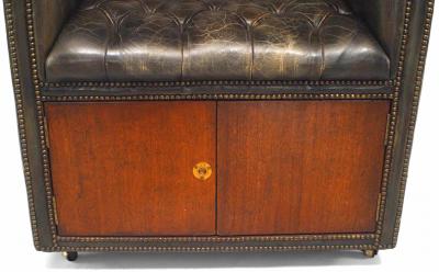 English Georgian Green Leather Arm Chair