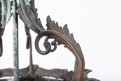 English Georgian Hexagonal Glazed Verdigris Lantern