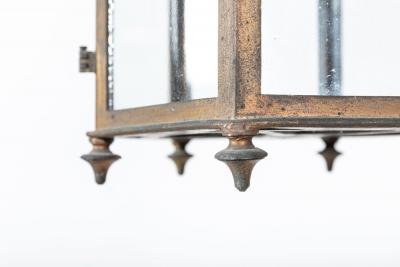 English Georgian Hexagonal Glazed Verdigris Lantern