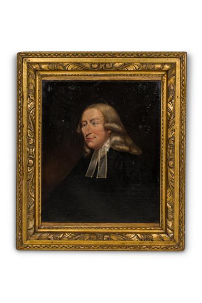 English Georgian Man in Black Portrait