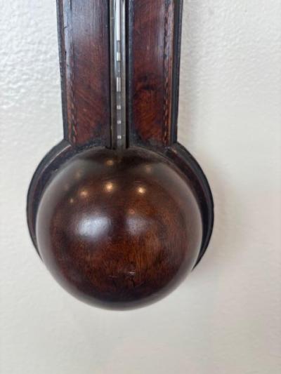 English Georgian Narrow Mahogany Case Wall Barometer