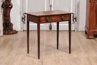 English Georgian Period 18th Century Fruitwood Side Table with Single Drawer