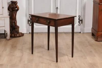 English Georgian Period 18th Century Fruitwood Side Table with Single Drawer