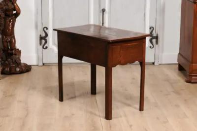 English Georgian Period 18th Century Oak Lowboy Side Table with Carved Apron
