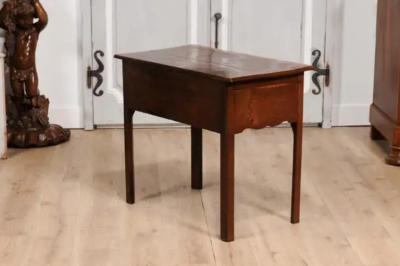 English Georgian Period 18th Century Oak Lowboy Side Table with Carved Apron