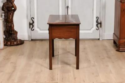 English Georgian Period 18th Century Oak Lowboy Side Table with Carved Apron