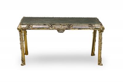 English Georgian Silver Plate and Bronze Coffee Low Table