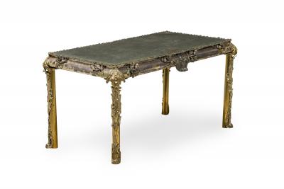 English Georgian Silver Plate and Bronze Coffee Low Table